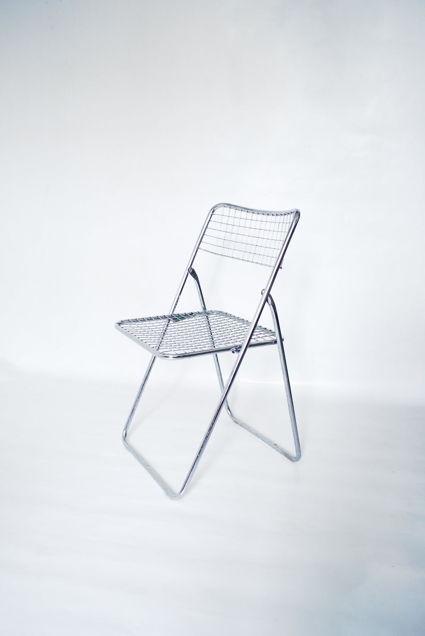 Chrome "Ted Net" metal wire folding chairs Niels Gammelgaard for IKEA 1976