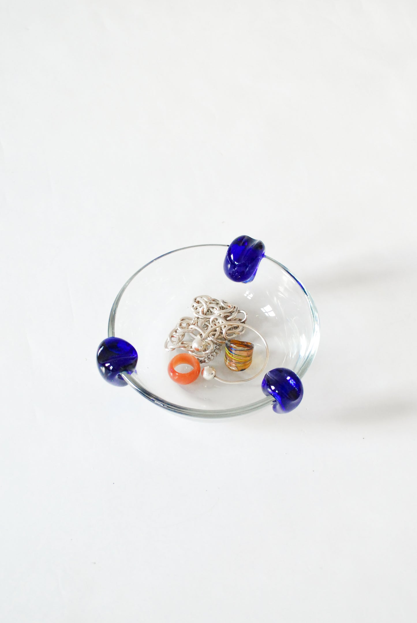 Hand made chunky glass bowl, Unknown 1980s