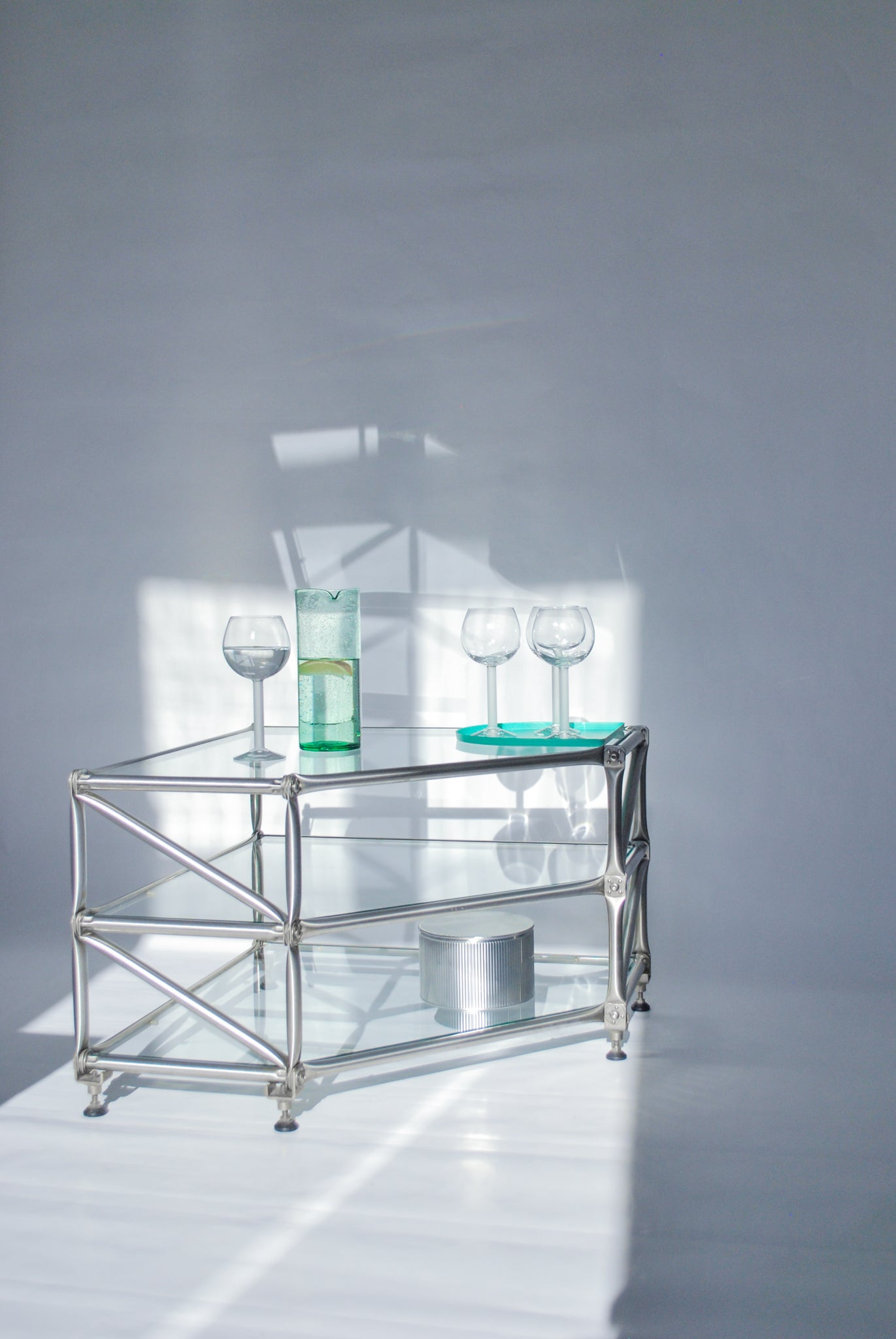 System 180 Corner Glass Shelf, 1980
