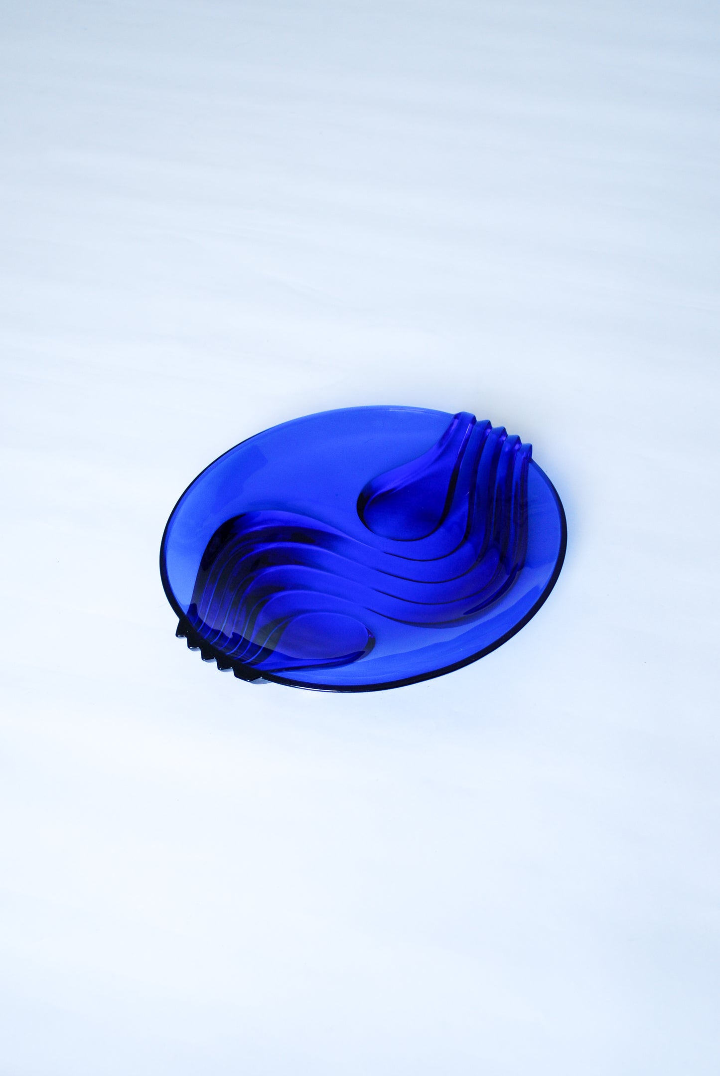 Cobalt Blue Glass Plate Luminarc Arcoroc, France 1970s