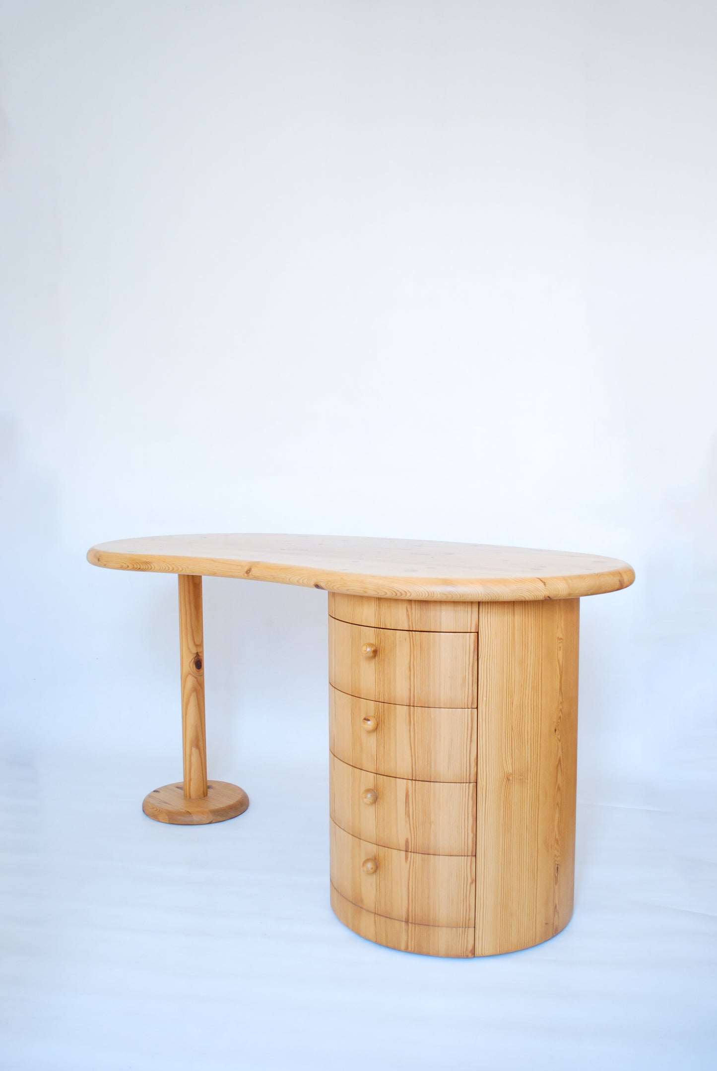 Danish Art Deco Pine Desk w/ Drawer Column CFC Silkeborg, 1970s