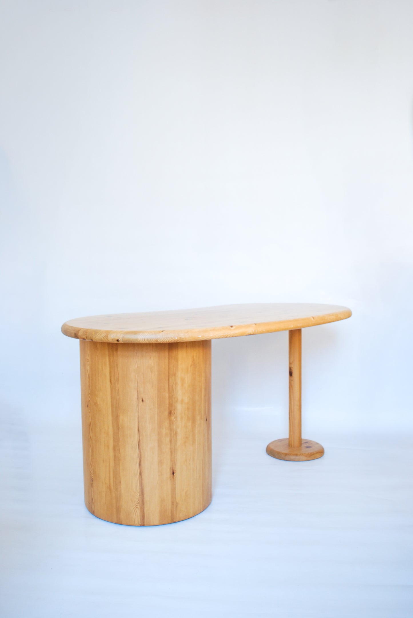 Danish Art Deco Pine Desk w/ Drawer Column CFC Silkeborg, 1970s
