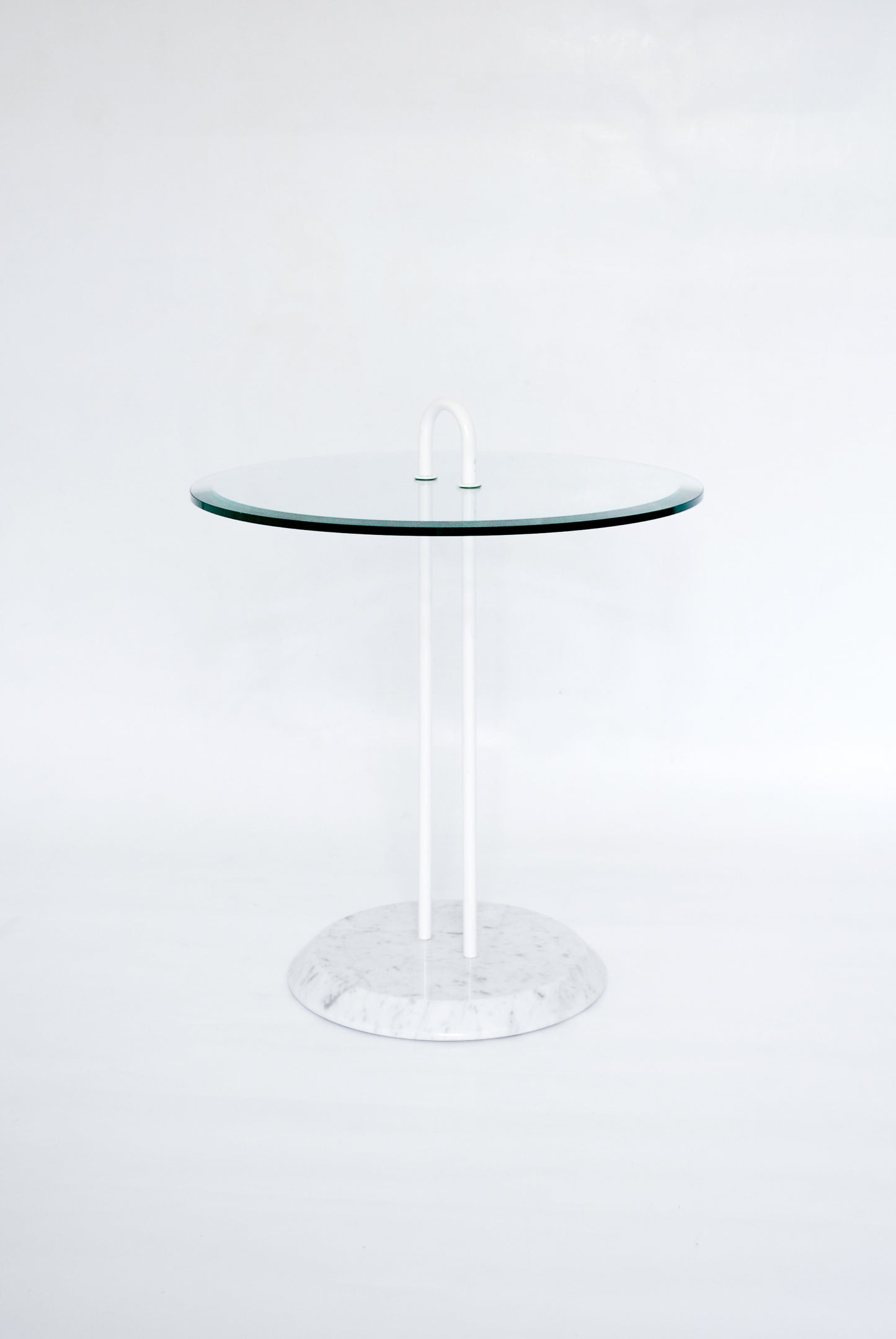 Side Table w/ glass top and marble base Vico Magistretti for Cattelan Italia, 1980s