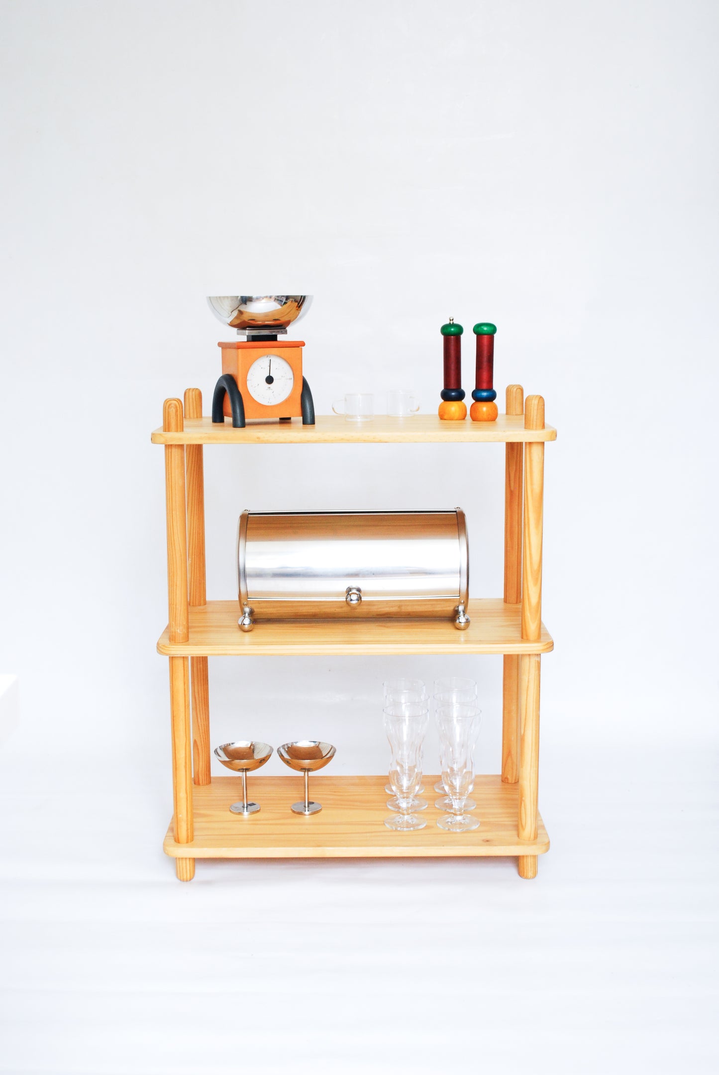 Modern pine wood shelf In style of Willem Lutiens for Gouda de Boer Netherlands 1960s