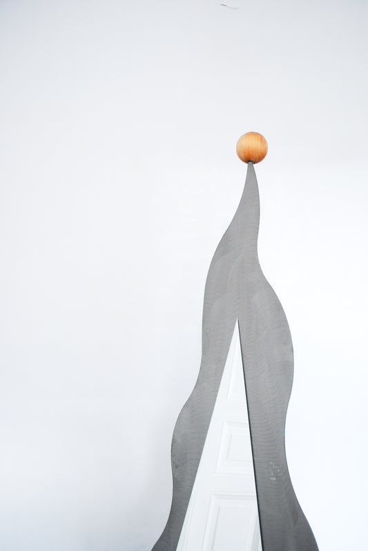 Postmodern Wavy Steel Mirror, Germany 1990s