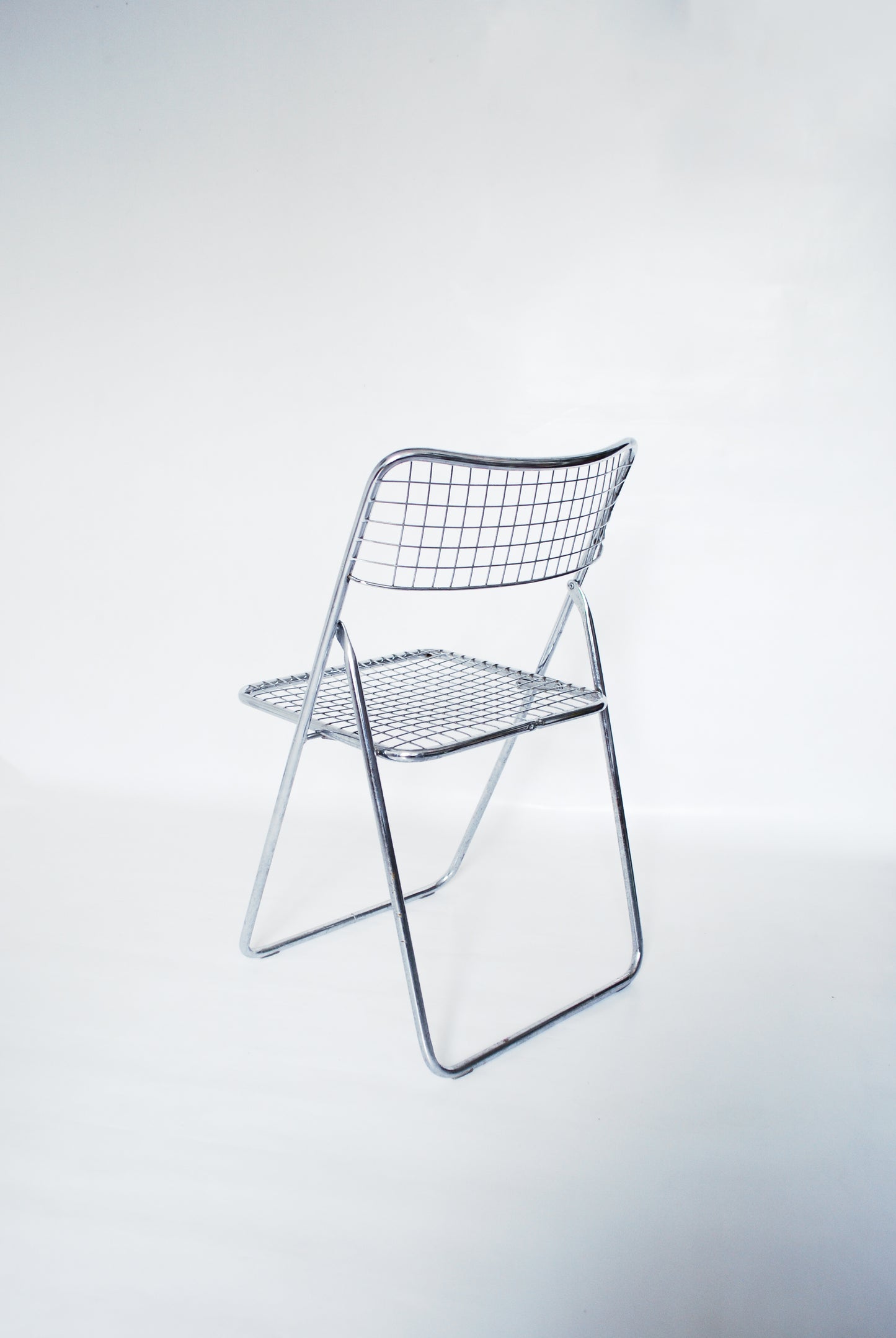 Chrome "Ted Net" metal wire folding chairs Niels Gammelgaard for IKEA 1976