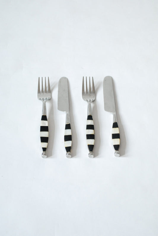 One of a kind hand made Mother-of-Pearl Cutlery, 1980s