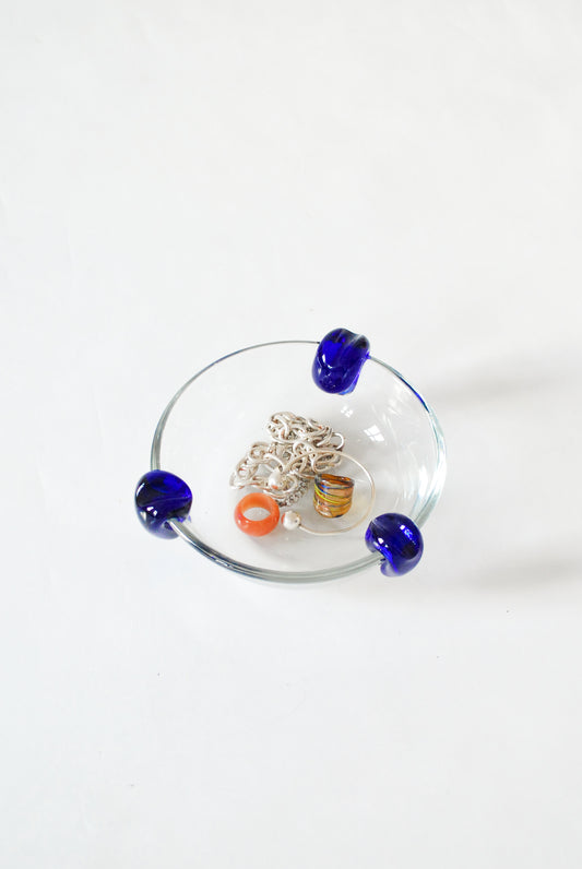 Hand made chunky glass bowl, Unknown 1980s