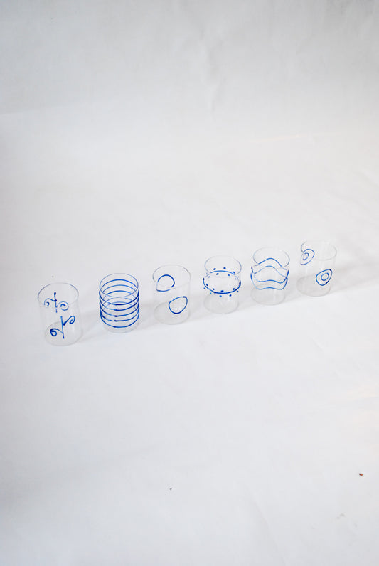 Decorated Water Glasses by Forti E Di Loreto for Ichendorf Milano, 1990s