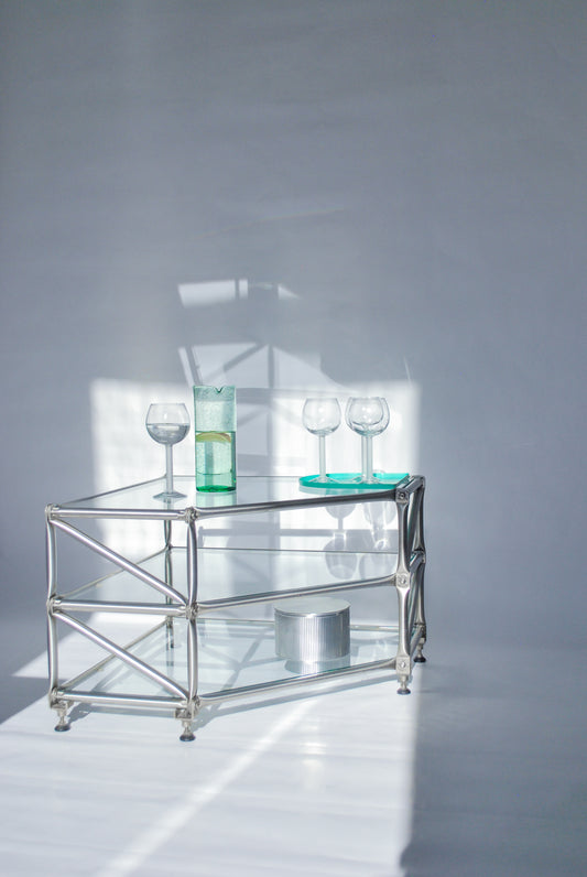 System 180 Corner Glass Shelf, 1980