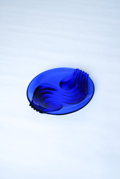 Cobalt Blue Glass Plate Luminarc Arcoroc, France 1970s