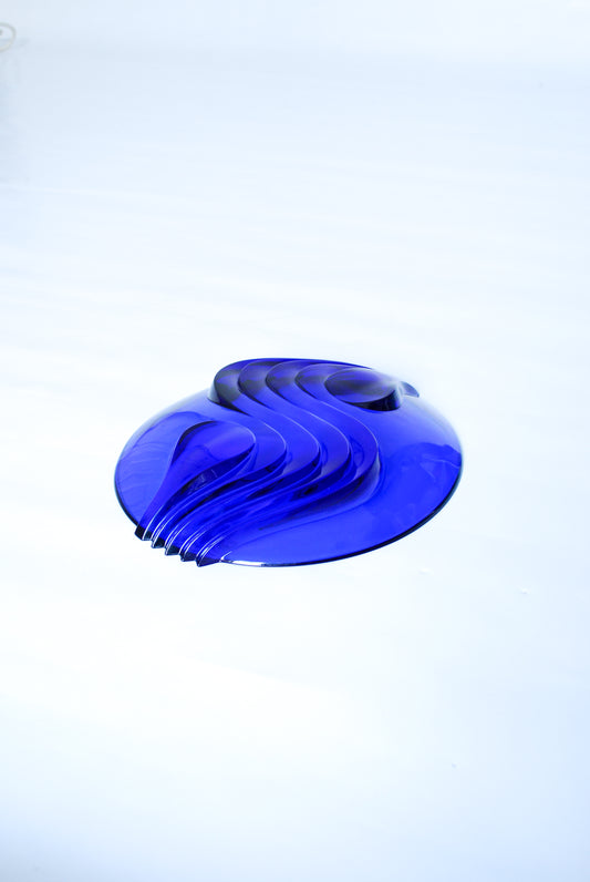 Cobalt Blue Glass Plate Luminarc Arcoroc, France 1970s