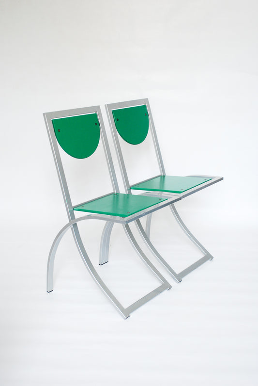 Sinus Chairs in silver green by Karl Friedrich Förster Germany, 1980s