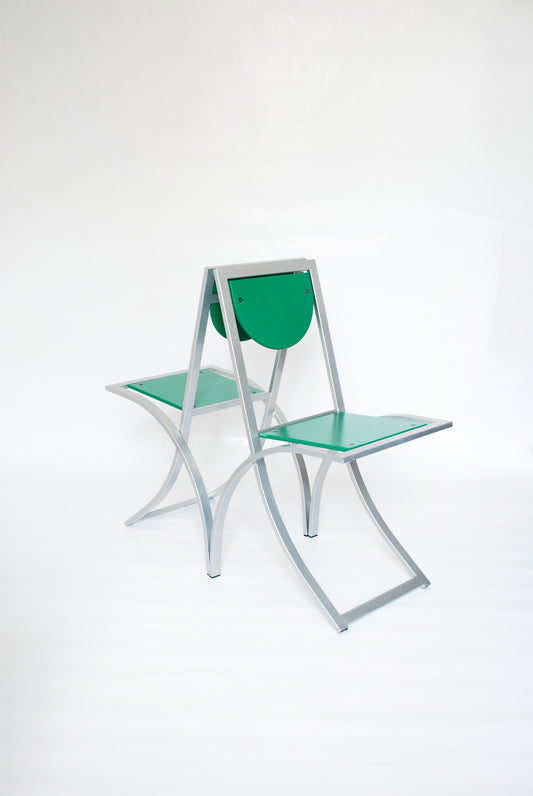 Sinus Chairs in silver green by Karl Friedrich Förster Germany, 1980s