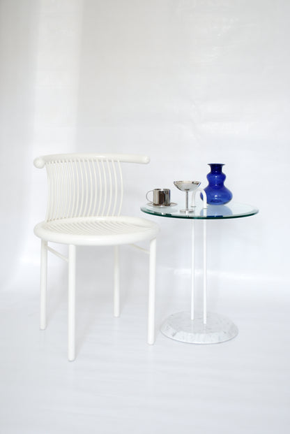 Side Table w/ glass top and marble base Vico Magistretti for Cattelan Italia, 1980s