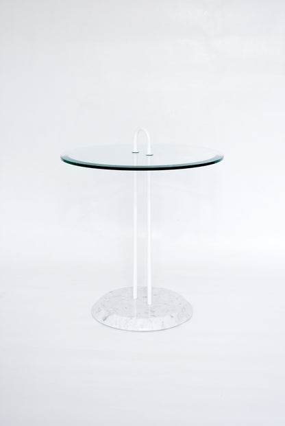 Side Table w/ glass top and marble base Vico Magistretti for Cattelan Italia, 1980s