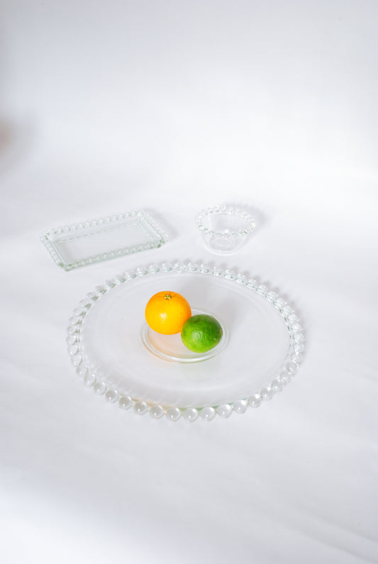 Pearl chain serving/cake plate + small jug, Botticelli 1990s