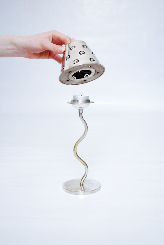 Curved silver table candle light Unknown, 1990s