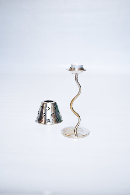Curved silver table candle light Unknown, 1990s