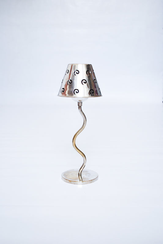Curved silver table candle light Unknown, 1990s
