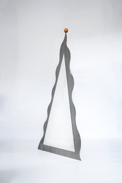Postmodern Wavy Steel Mirror, Germany 1990s
