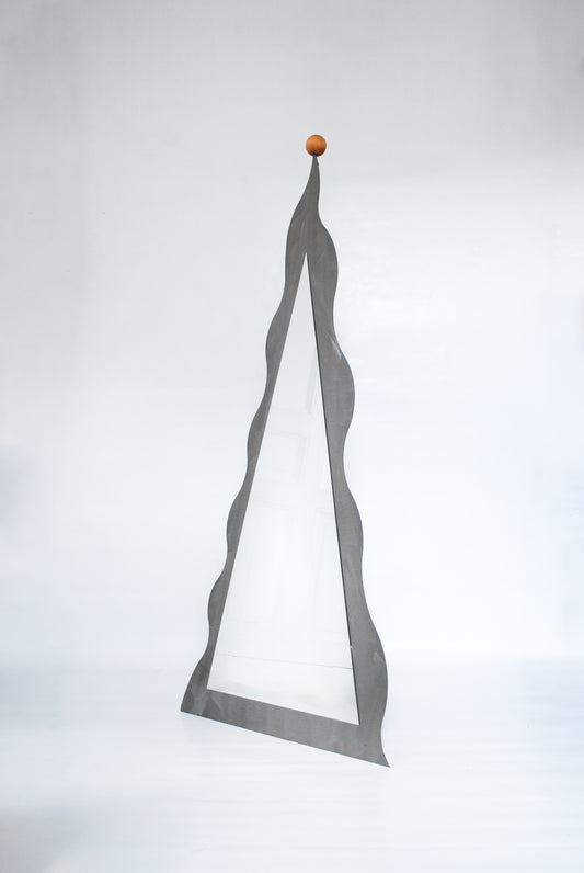 Postmodern Wavy Steel Mirror, Germany 1990s