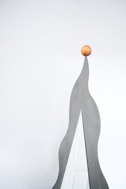 Postmodern Wavy Steel Mirror, Germany 1990s