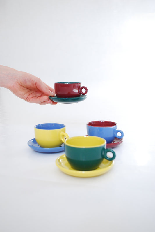 Complimentary Coloured Coﬀee Cups, Unknown 1980s