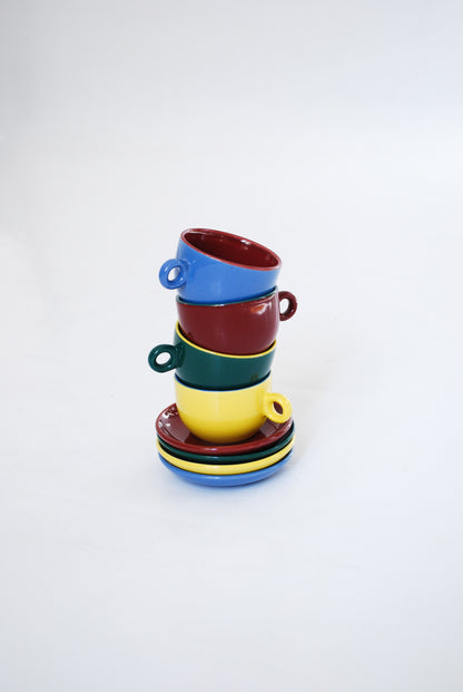 Complimentary Coloured Coﬀee Cups, Unknown 1980s